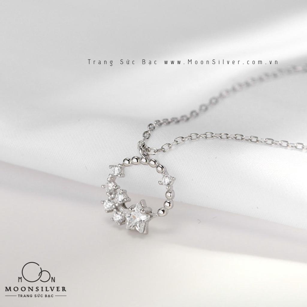 Dây chuyền bạc moonsilver, vòng cổ bạc nữ s925 vòng tròn những ngôi sao đính đá