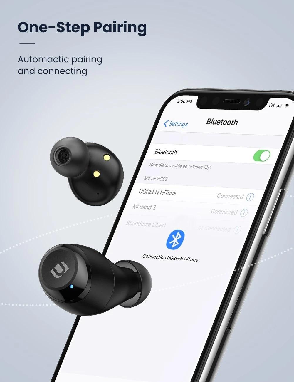 Ugreen UG80636WS102TK buetooth 5.0 True Wireless Stereo Earbuds black - HÀNG CHÍNH HÃNG