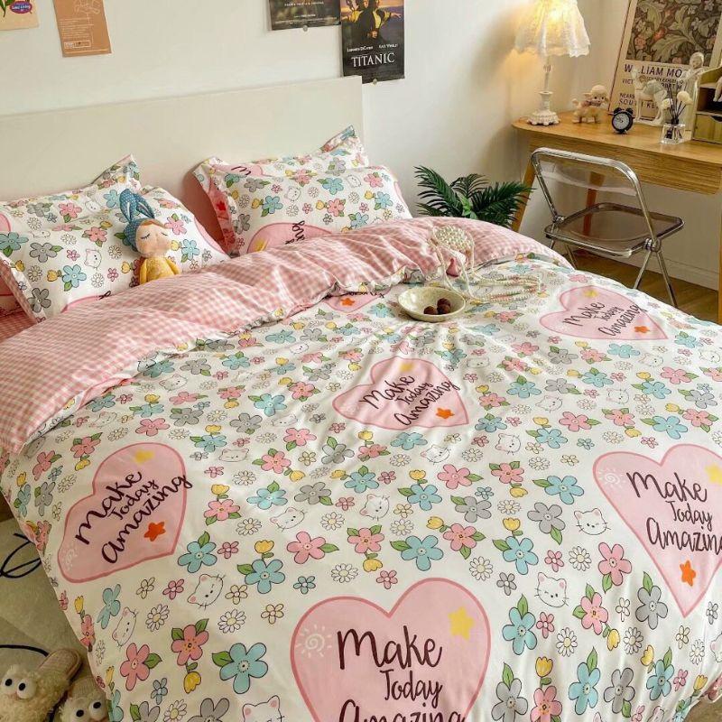 Mẫu Mới Bộ Chăn Ga Cotton Poly Phong Cách Hàn Quốc. Mẫu Kute Mới Về