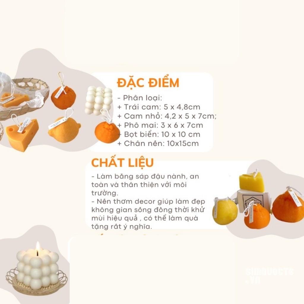 Nến Sáp Thơm Thiên Nhiên Không Khói Trang Trí Phòng ấm áp Hình Khối Rubik/Lemon /Orange /Cheese