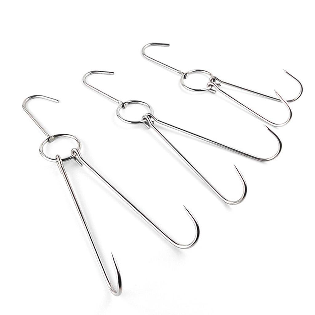 2pcs Meat Hook Ring Kitchen Utensil Hanger Hanging Stainless Steel 0.35x34cm