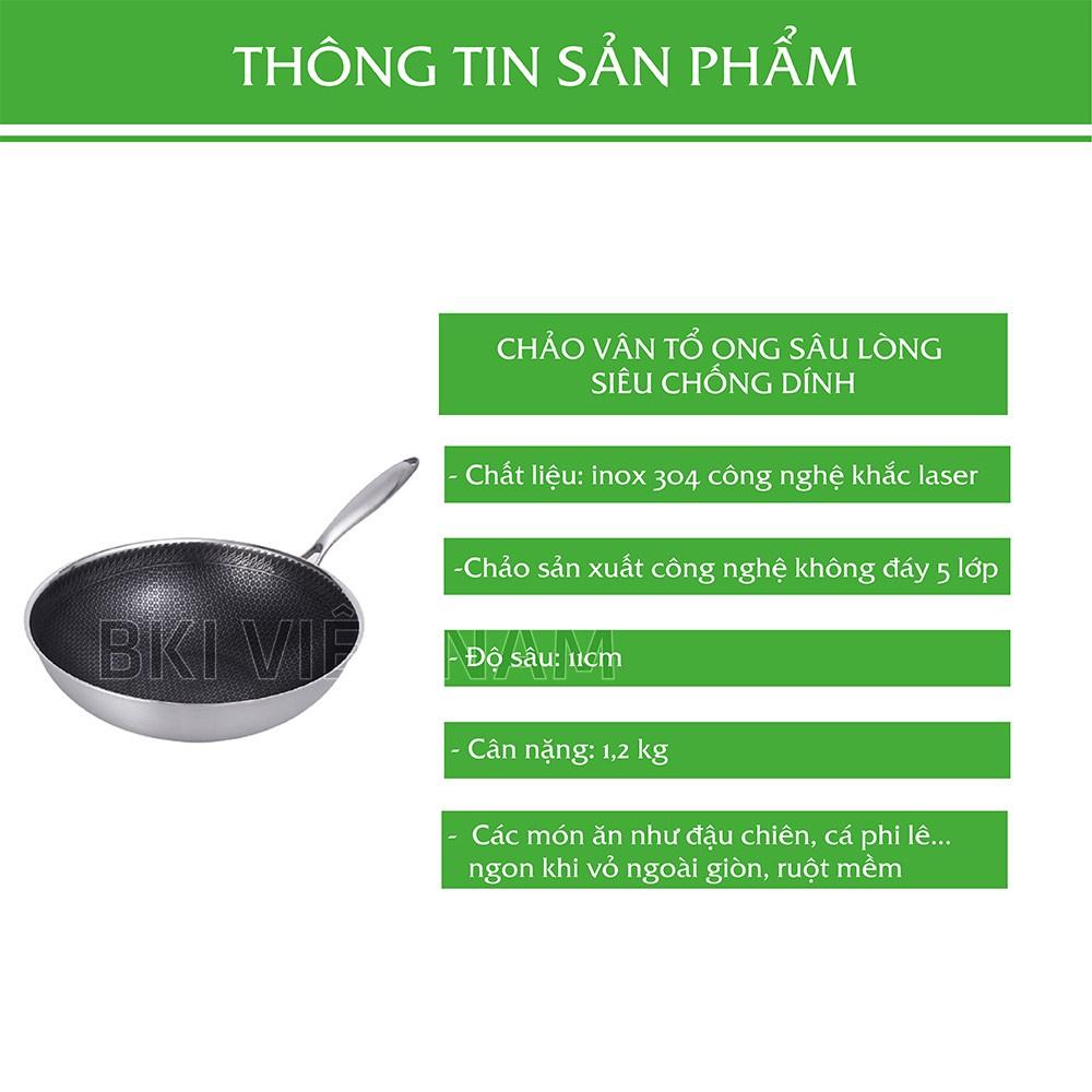 Chảo Chống Dính Sâu Lòng 32CM Vân Đá Tổ Ong Hàn Quốc, Dùng Được Cho Mọi Loại Bếp