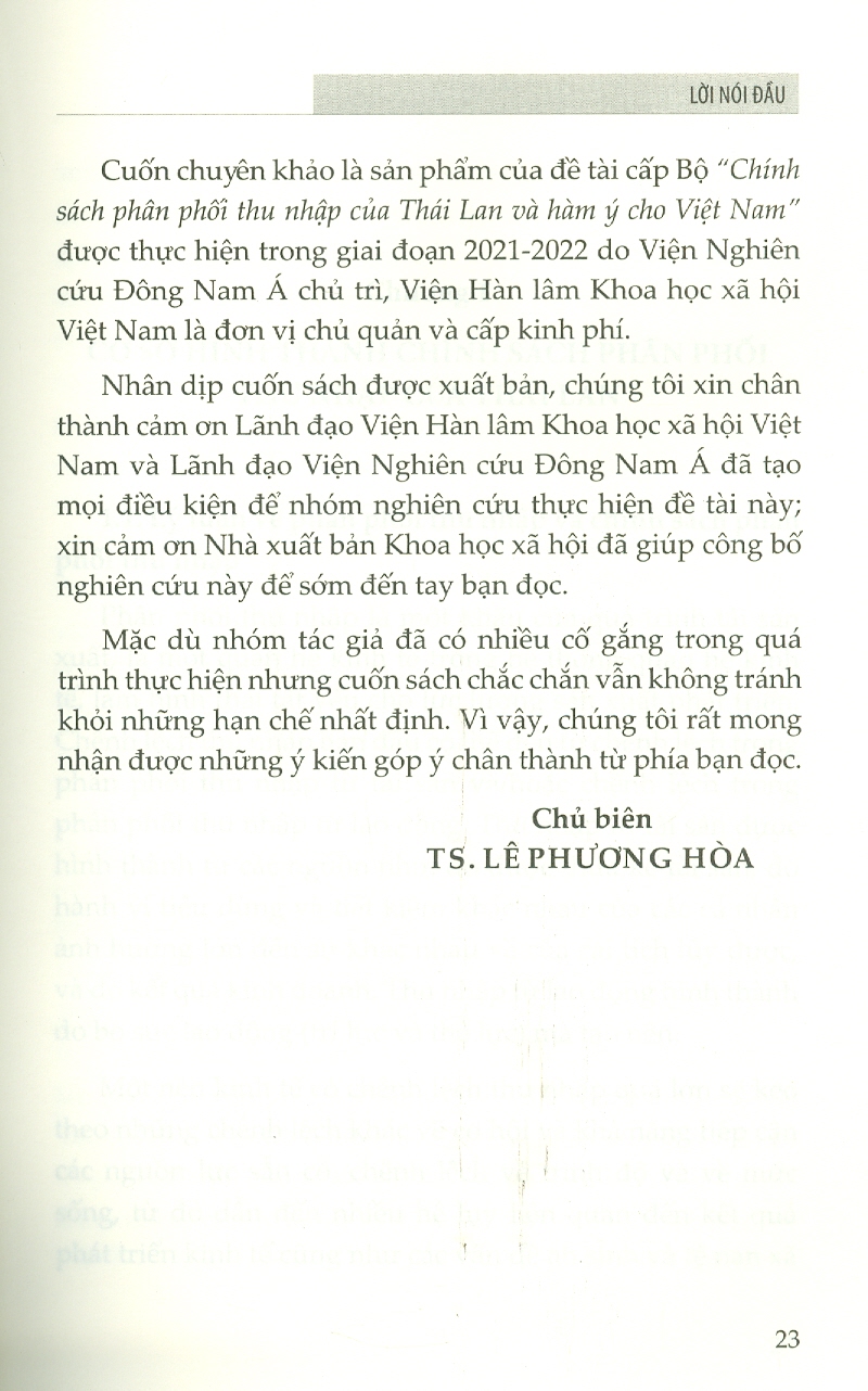 Chính Sách Phân Phối Thu Nhập Của Thái Lan Và Hàm Ý Cho Việt Nam
