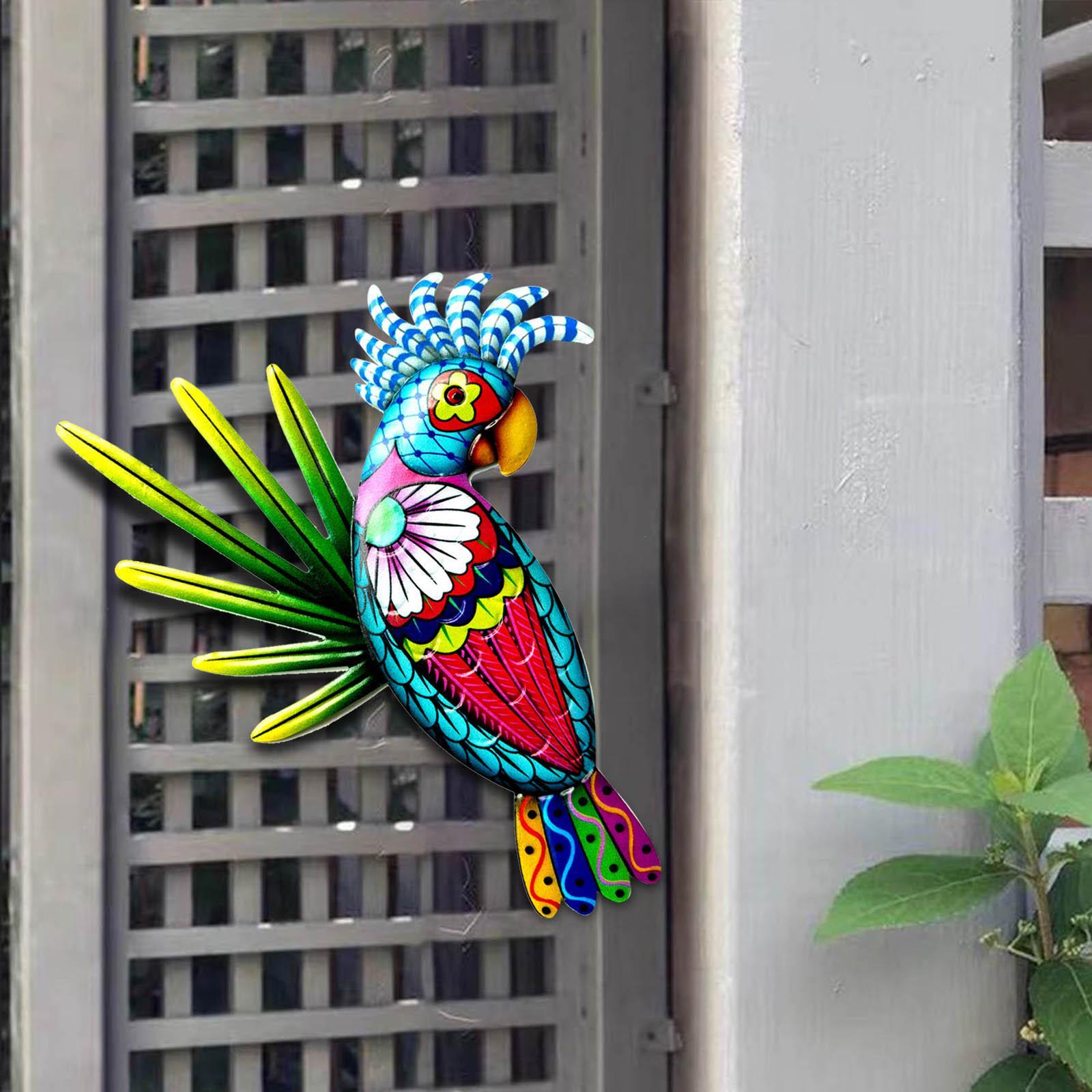 Metal Parrot Wall Art Outdoor Garden Wall Decor Hanging Fence Decoration for Patio