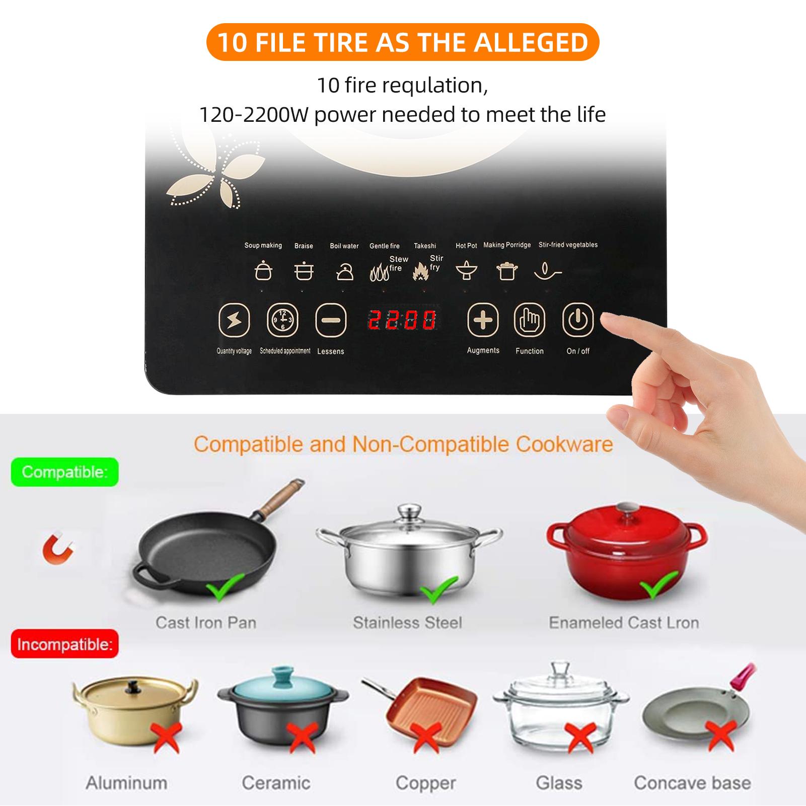 Induction Cooker Home Smart Kitchen Appliances 2200W High Power Smart Touch Screen Microcrystalline Panel Kitchen Range