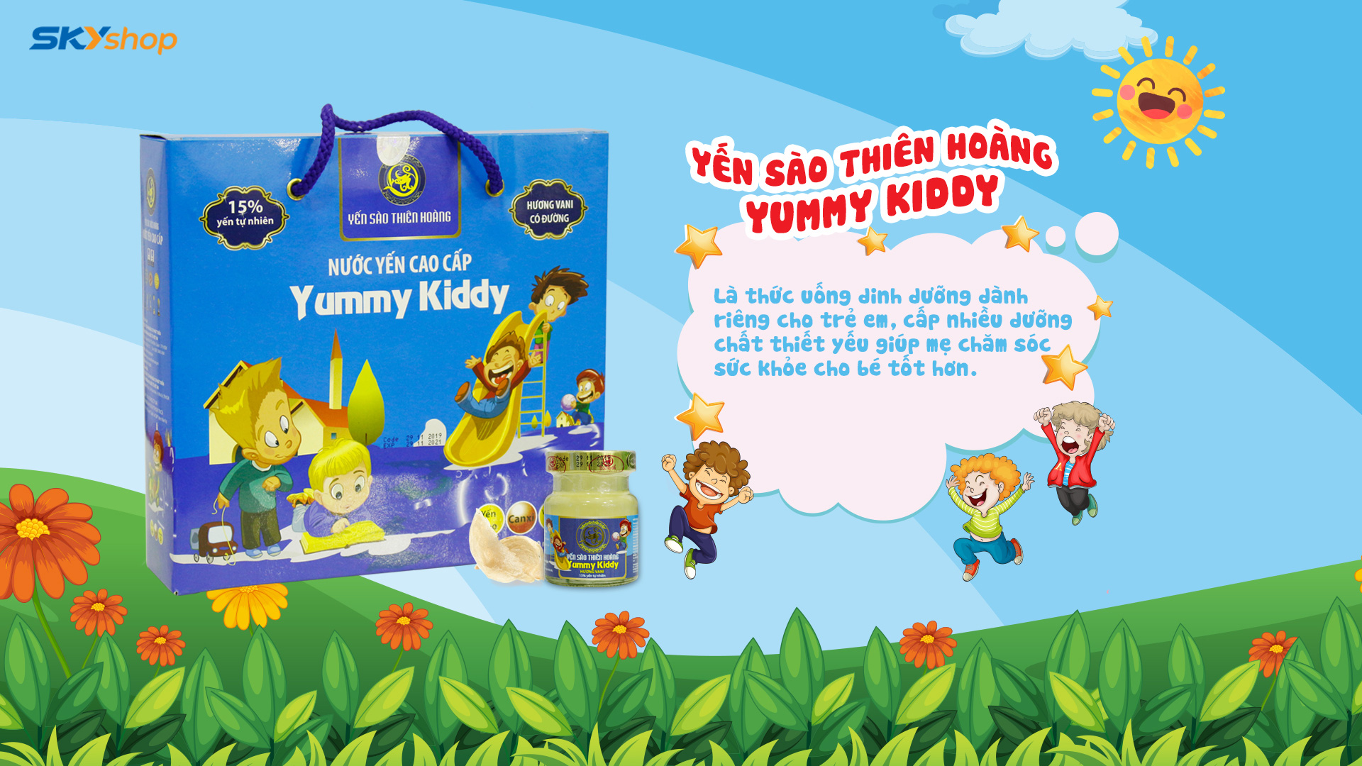 [ Combo 5 Hộp ] Yến Yummy Kiddy Hương Vani Thiên Hoàng (6 Lọ/Hộp) - Tặng 2 Khăn Đa Năng Hàn Quốc