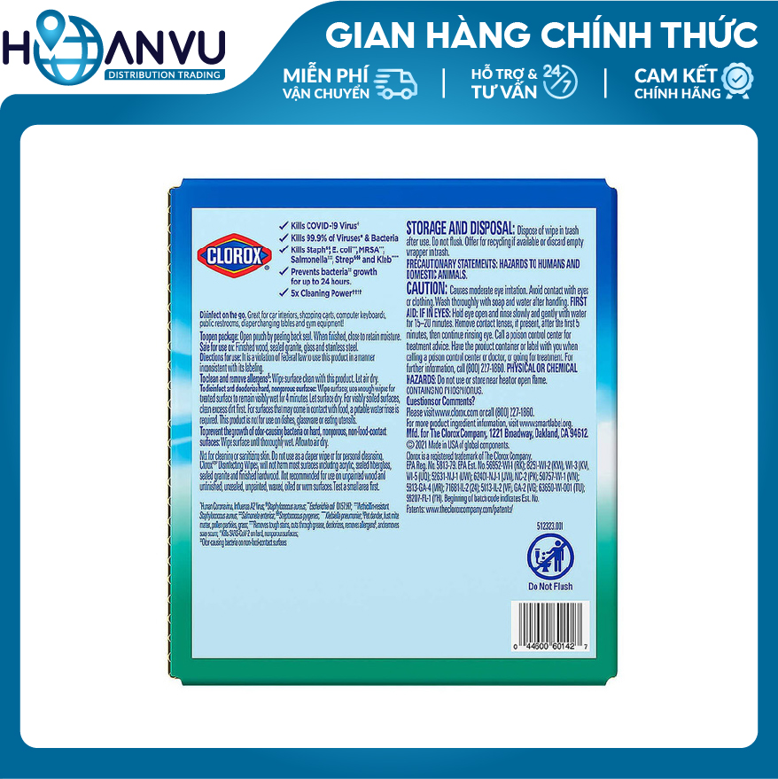 Khăn Khử Trùng Clorox Disinfecting Wipes Fresh (20 Tờ)