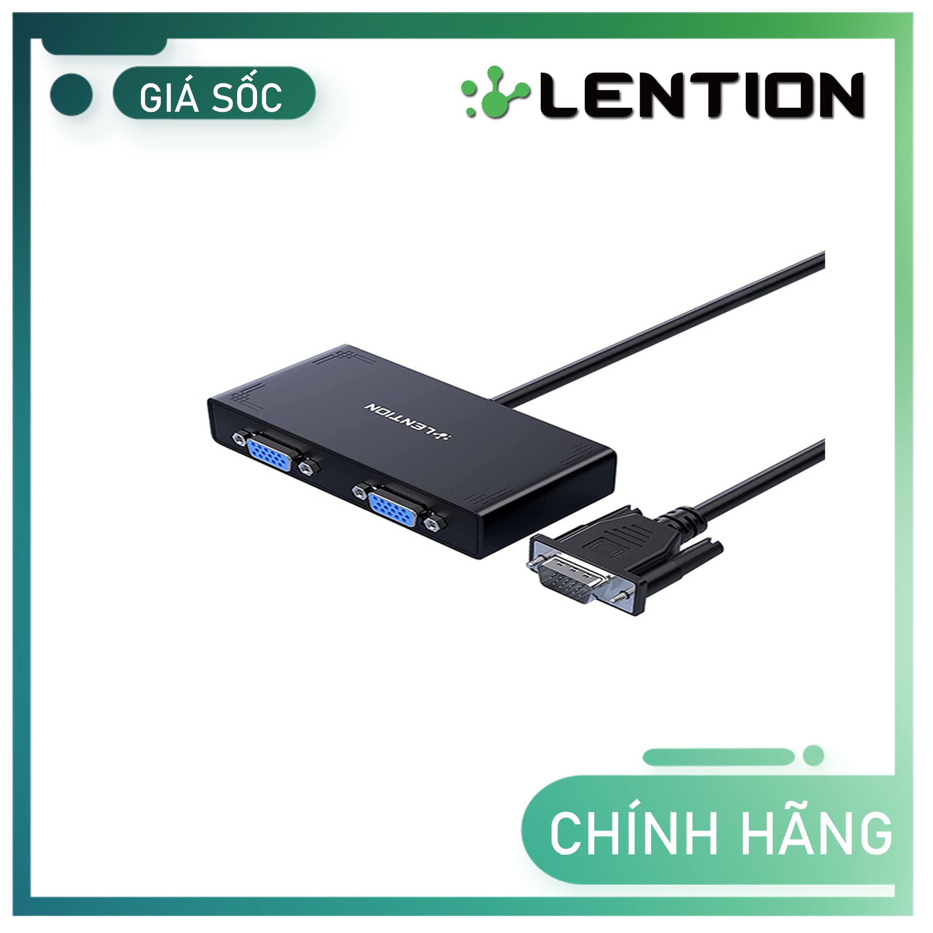 Cáp chuyển đổi VGA to 2VGA Lention S26V Hàng Chính Hãng