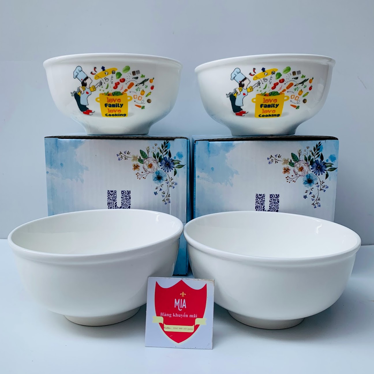 Bộ 2 chén sứ Hình hoa hàng tặng