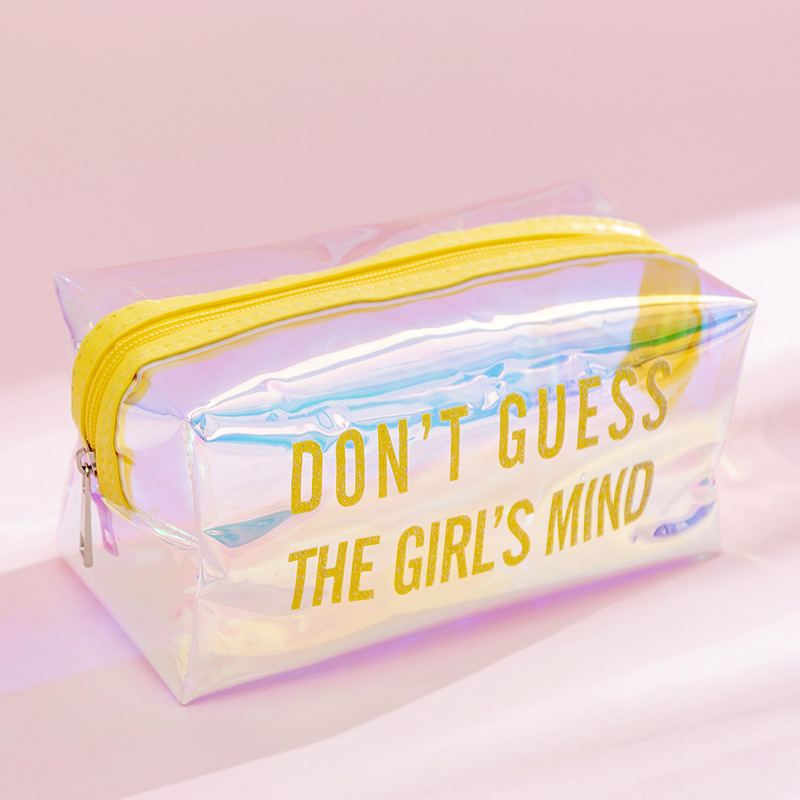 Túi đựng bút nhựa hologram Don't guess the girl's mind 20x10cm