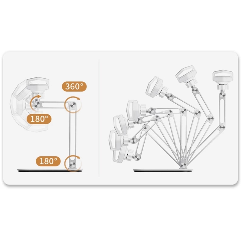 Giá Đỡ Dạng Kẹp Hợp Kim Nhôm Kệ Đỡ Máy Tính Bảng Điện Thoại Điện Thoại Xoay 360 Độ 2 Khớp Linh Hoạt Cao Cấp