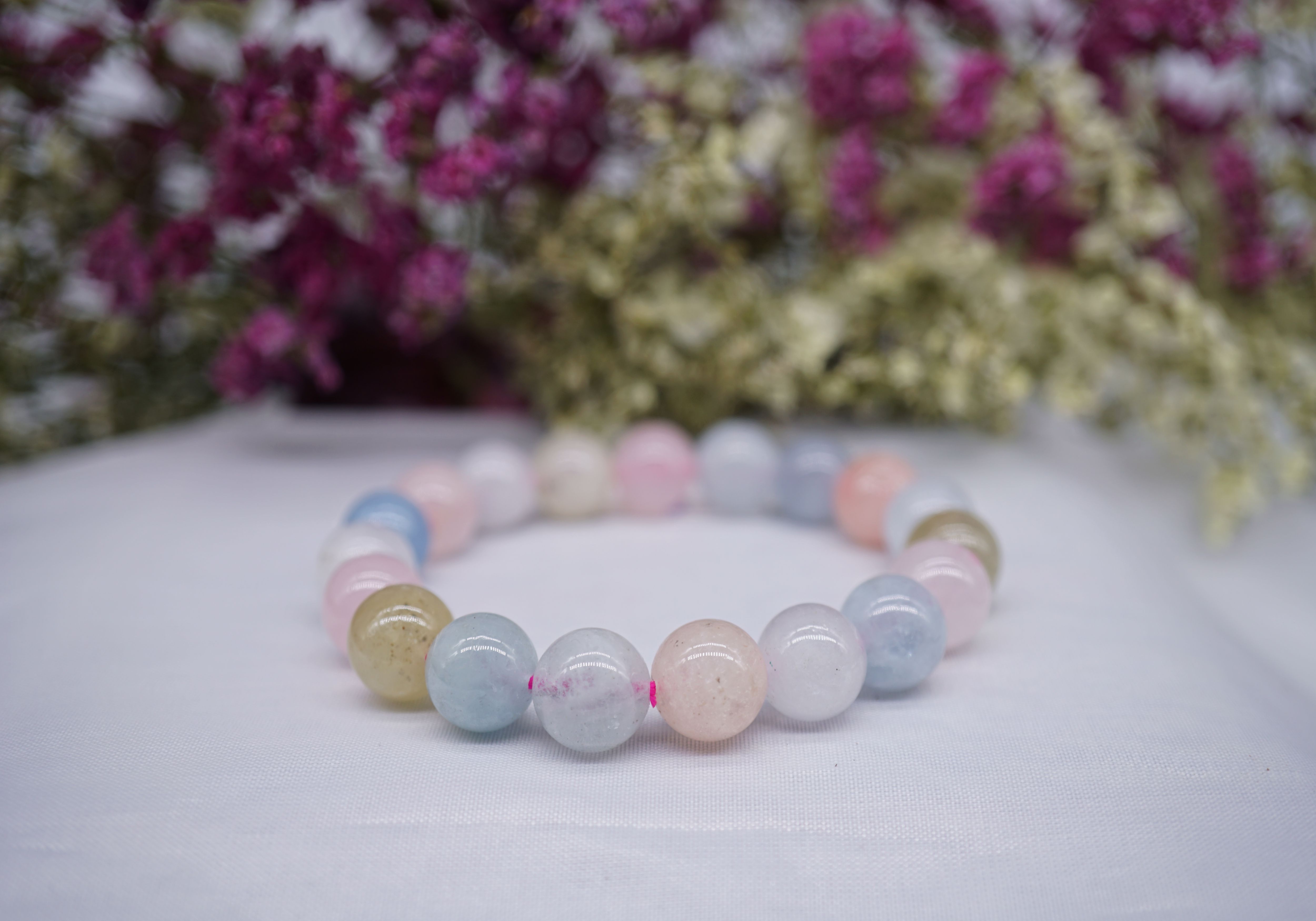 Vòng tay đá Beryl hạt Tròn cho mệnh Hỏa, Thổ, Vòng tay phong thủy đá tự nhiên 100%