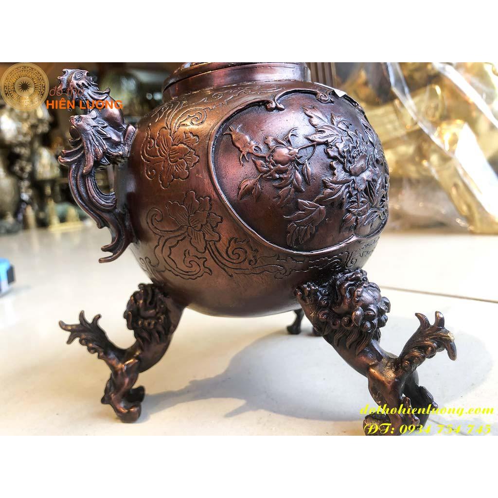 Quả Cầu Đốt Trầm Tam Nghê Màu Nâu