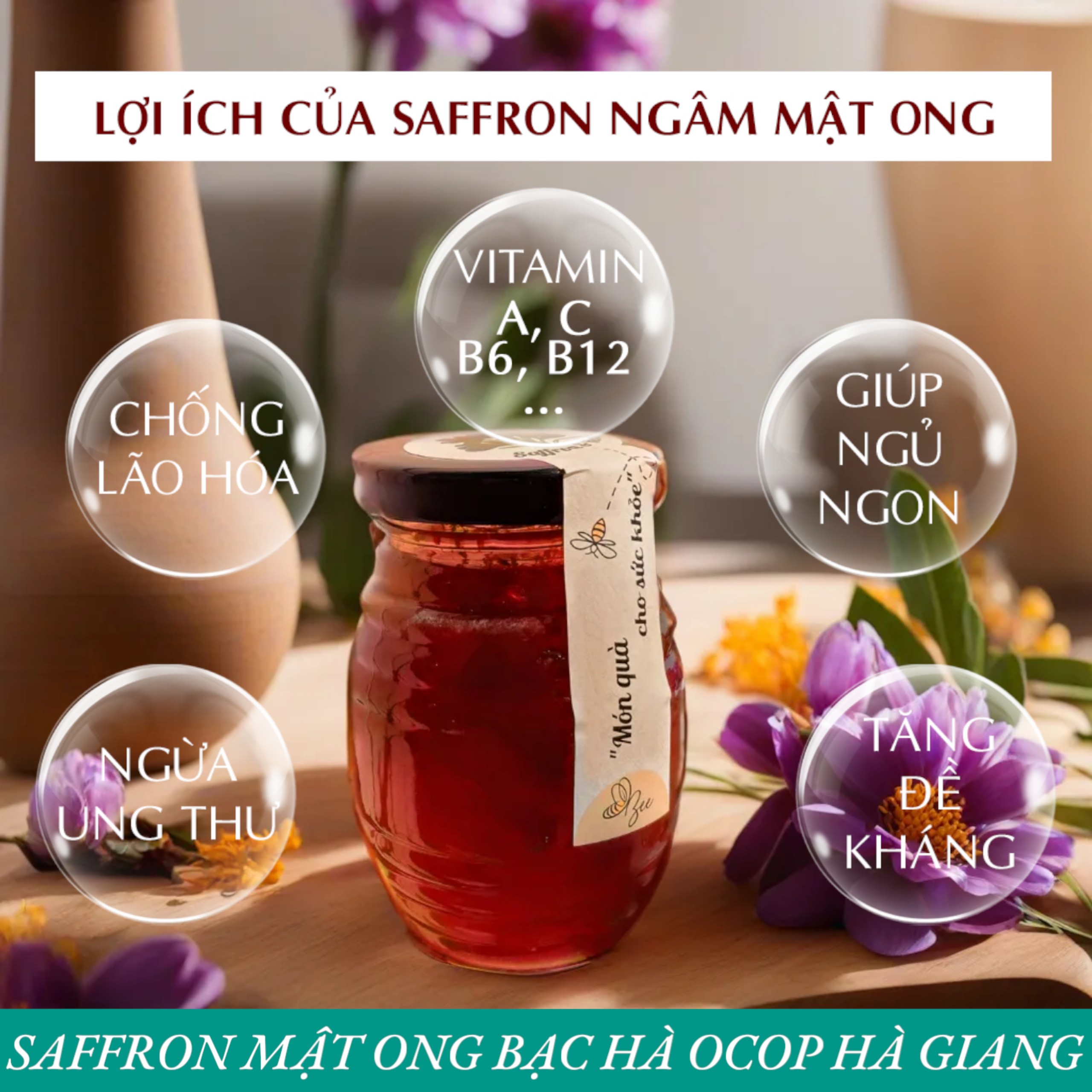 SAFFRON MẬT ONG BẠC HÀ OCOP HÀ GIANG CHÍNH HÃNG, MẬT ONG BẠC HÀ SAFFRON VIETGAP CHÍNH HÃNG HÀ GIANG