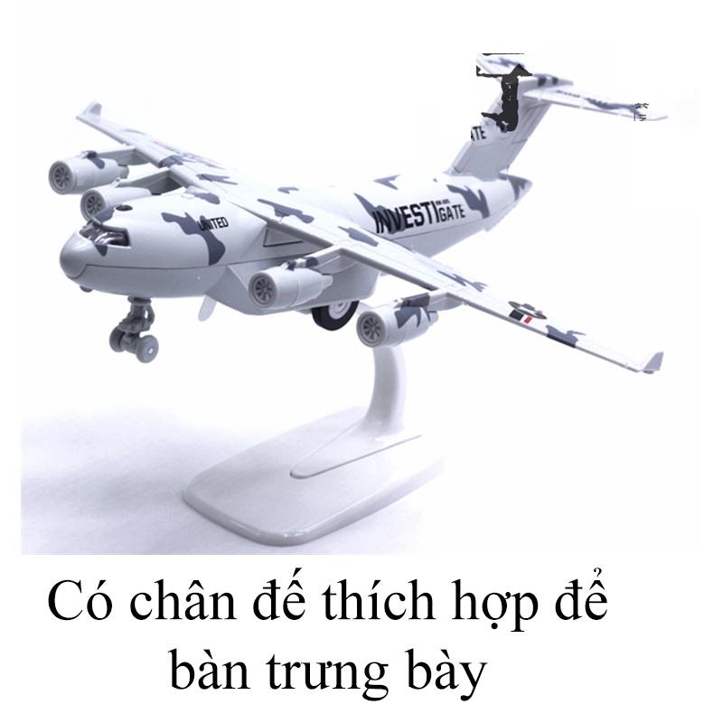 Đồ chơi mô hình máy bay vận tải boeing C-17 GLOBEMASTER chất liệu hợp kim, có nhạc và đèn, chạy cót