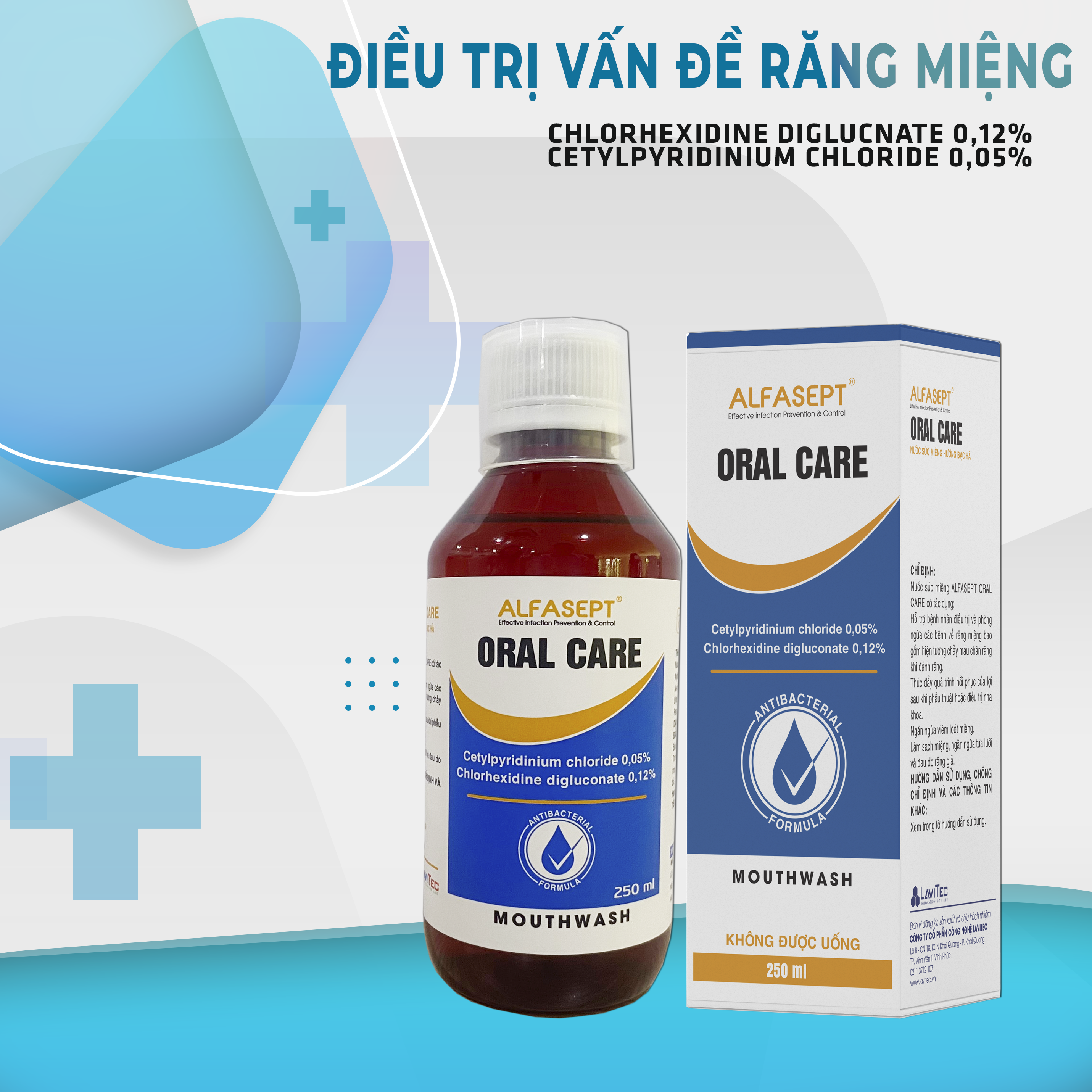 Nước súc miệng diệt khuẩn Alfasept Oral Care 250ml 0.12% CHG