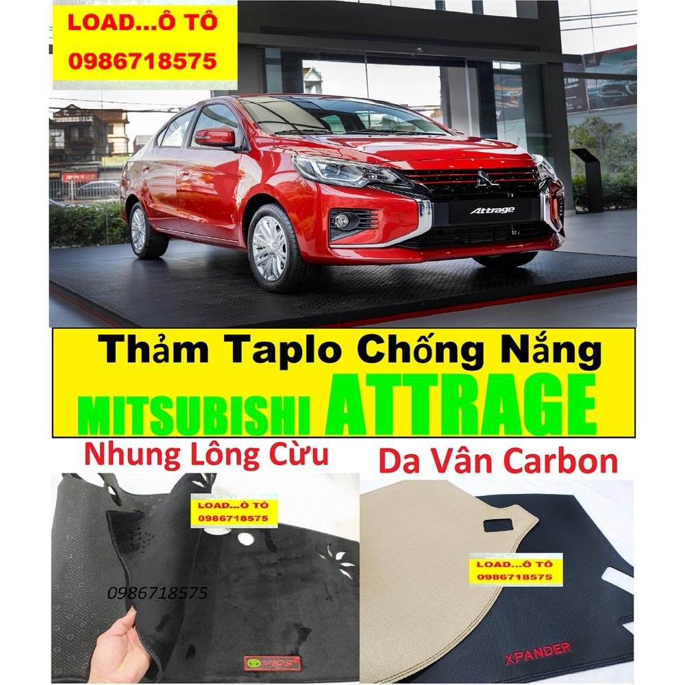 Thảm Taplo Chống Nắng Xe Mitsubishi Attrage 2023-2018 Mẫu da Carbon, Nhung Lông Cừu (có lớp chống trượt)