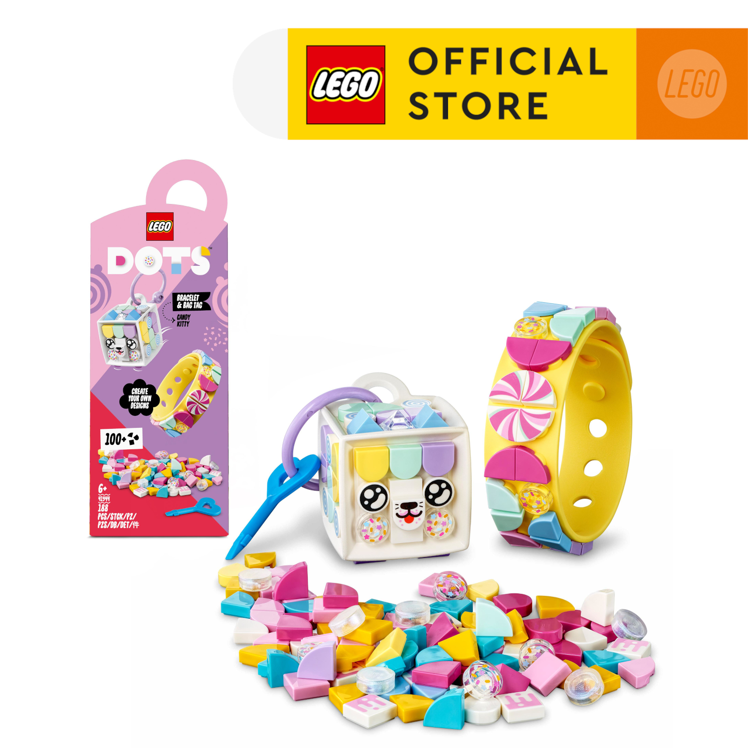 LEGO DOTS 41944 Vòng Tay Và bảng tên Mèo Kitty Dễ Thương (188 chi tiết)