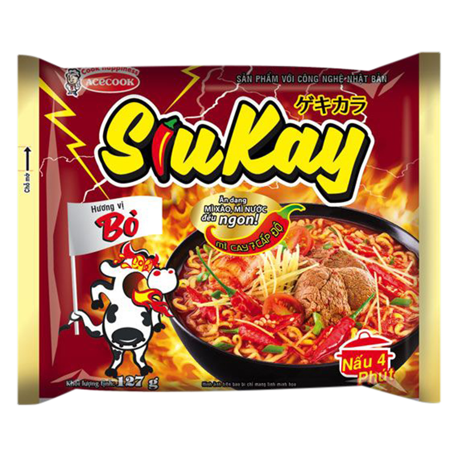 Thùng Mì Siukay Hương Bò (Gói 127g x 24)