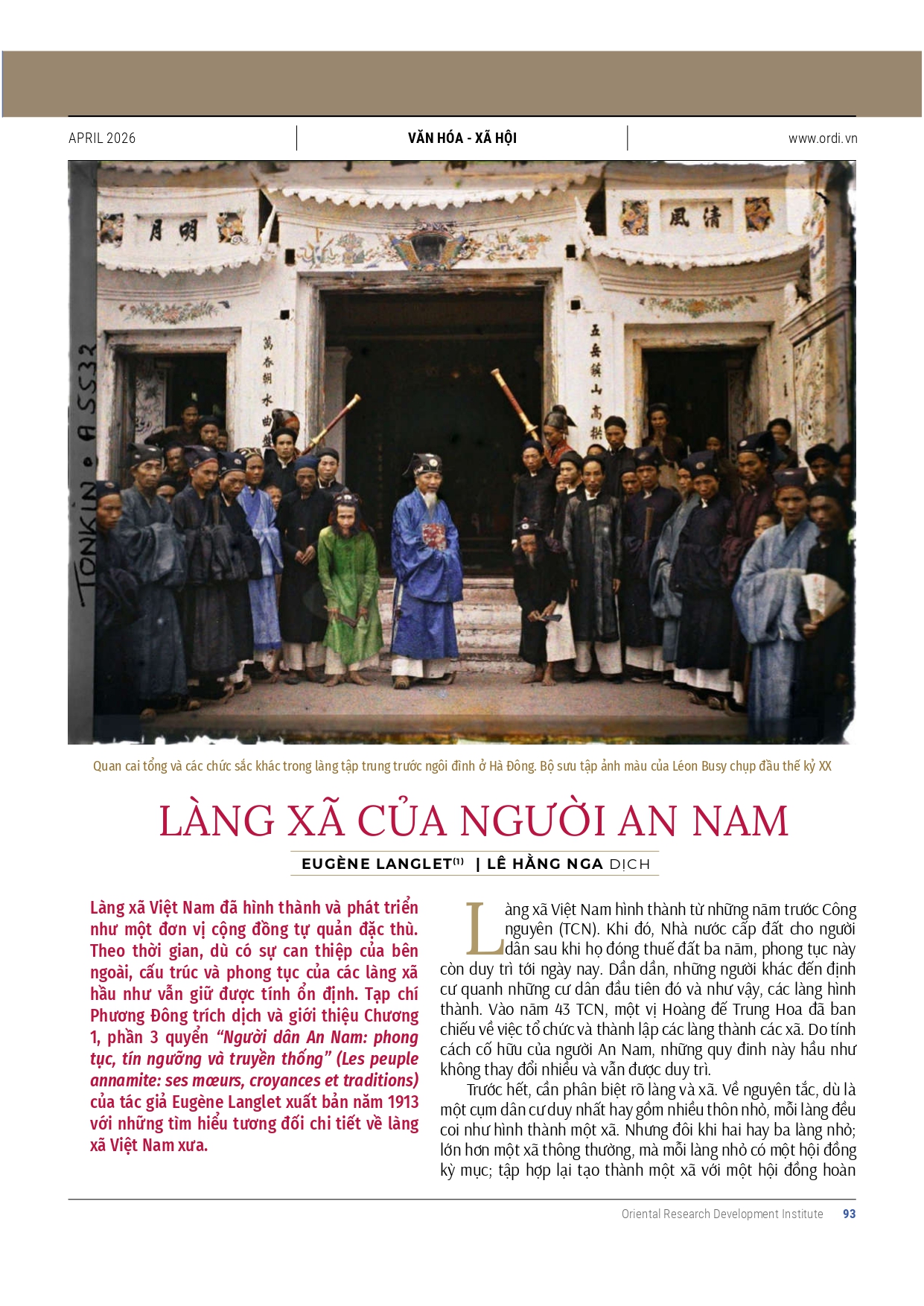 (Số 88) TẠP CHÍ PHƯƠNG ĐÔNG 04/2026 – Viện Nghiên cứu Phát triển Phương Đông