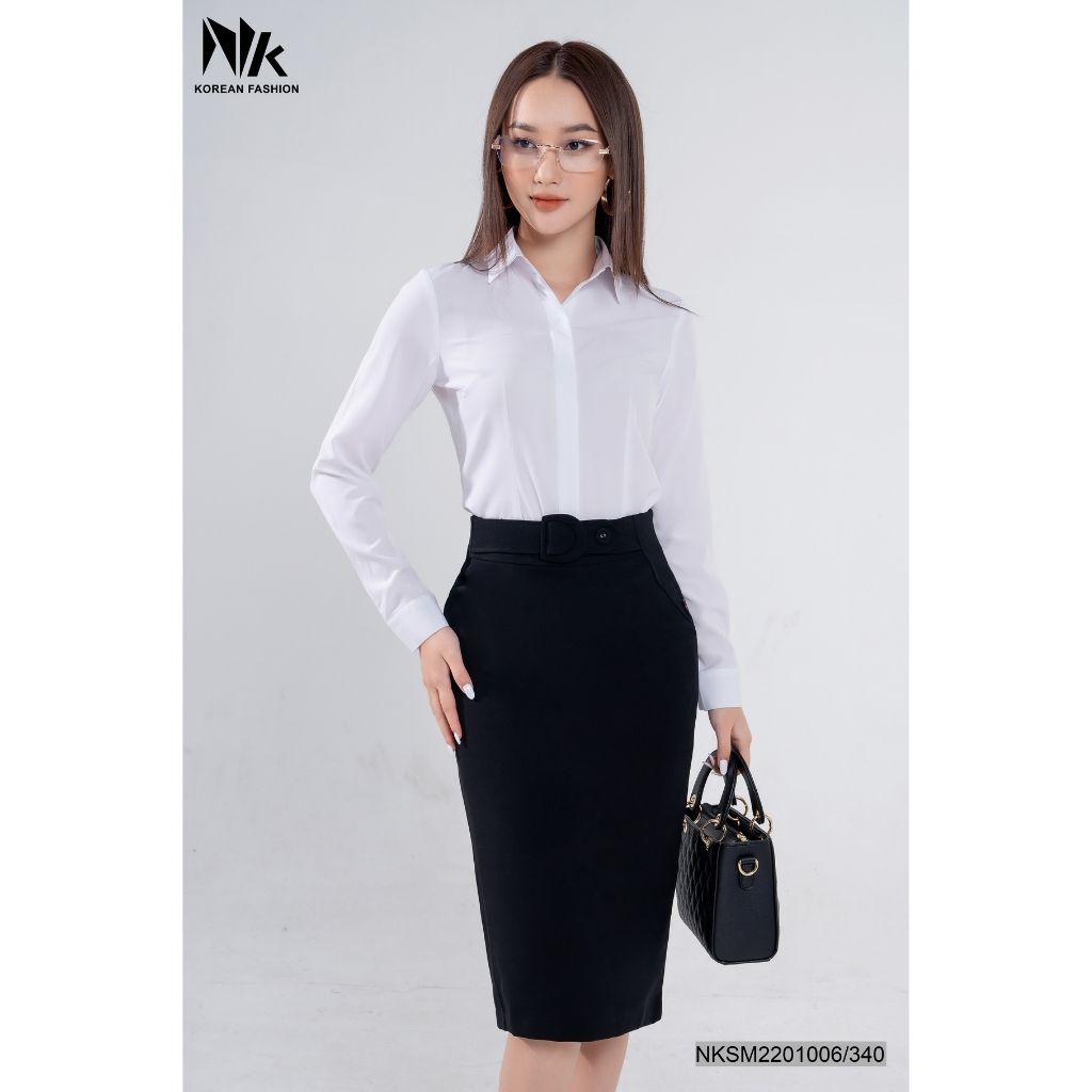 Áo Sơ Mi Nữ Dài Tay Công Sở NK Fashion Thiết Kế Cổ Đức Thanh Lịch, Chất Vải Mềm Mịn Thấm Hút Tốt NKSM2201006