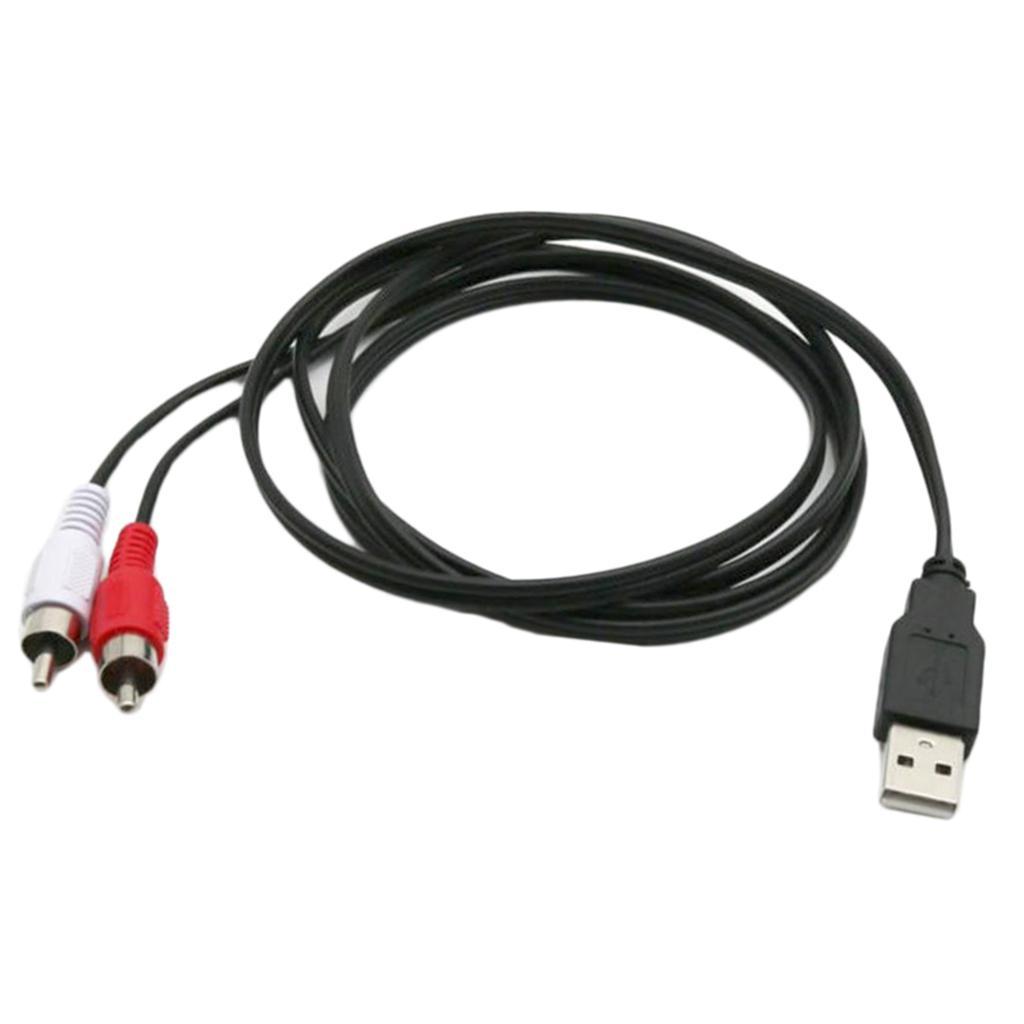 2X USB A Male Plug To 2 RCA Female AV Cable Aux Adapter TV Television Cord 1.5m