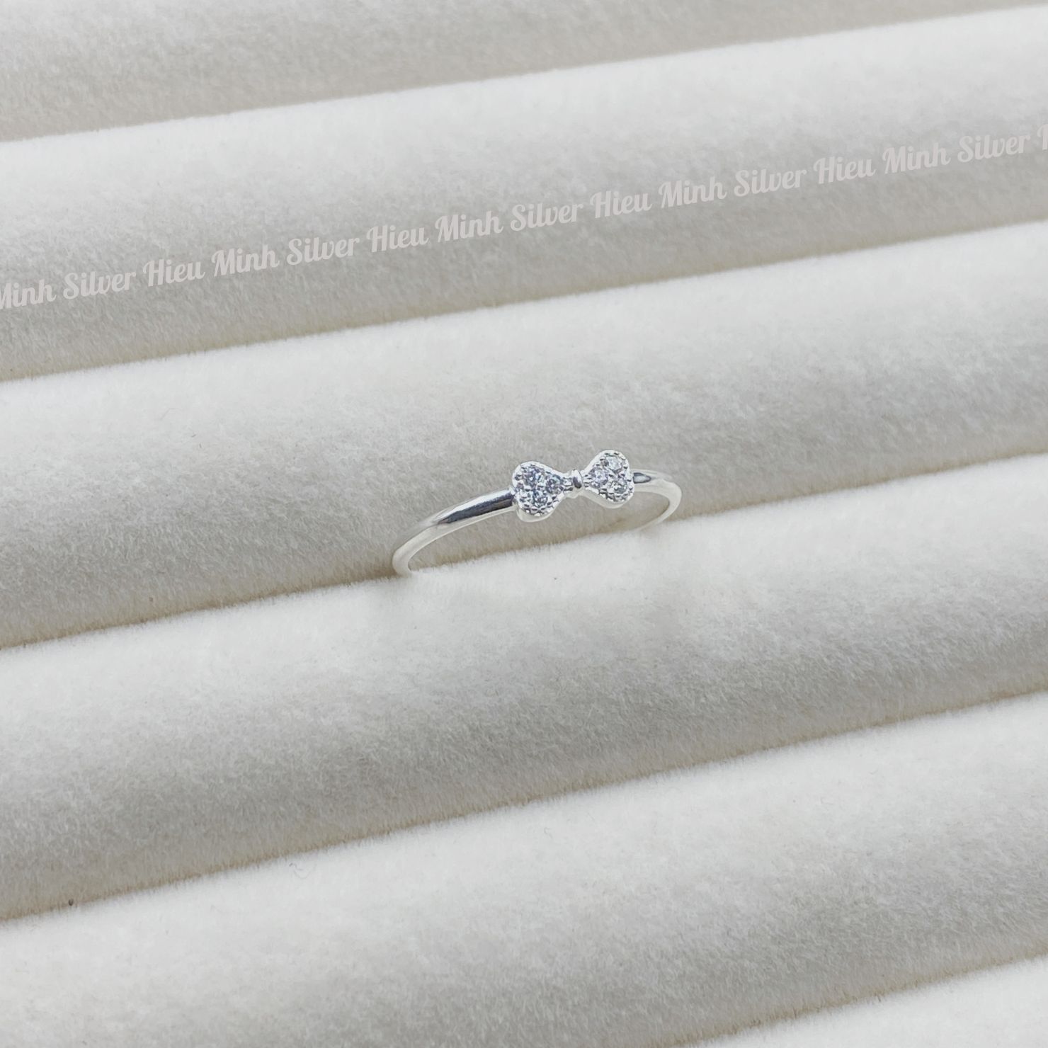 Nhẫn Nữ Bạc Ta Nơ Xinh Cao Cấp Sáng Đẹp Chính Hãng Bạc Hiểu Minh NU515
