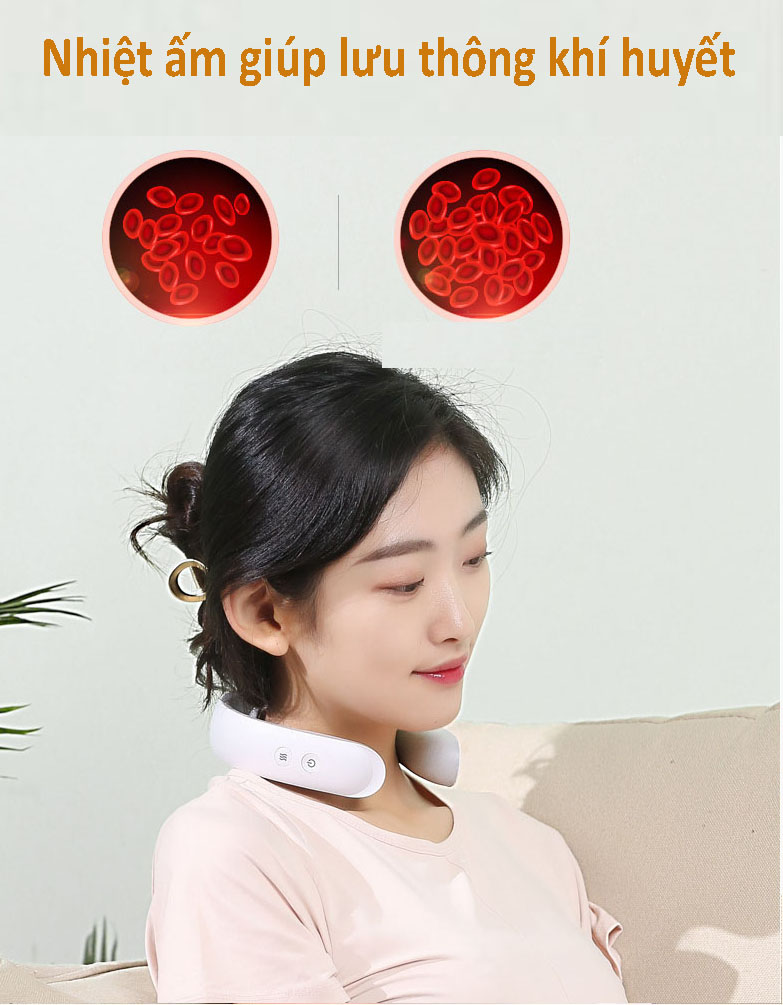 Máy Massage Cổ VISPO VP-CV23 sử dụng công nghệ EMS tiên tiến và nhiệt ấm giúp thư giãn, giảm nhức mỏi cổ