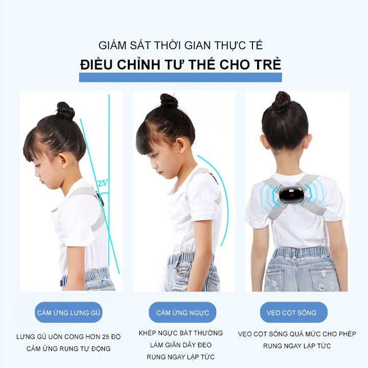 Đai Chống Gù Lưng Rung Nhật Bản, dành cho trẻ em, học sinh, trẻ nhỏ