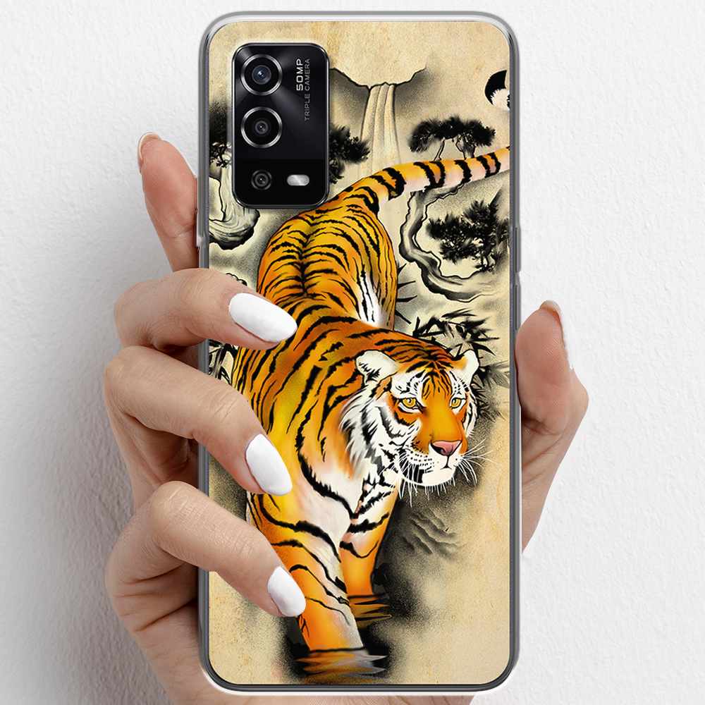 Ốp lưng cho Oppo A55, Oppo A95 nhựa TPU mẫu Cọp tranh vẽ