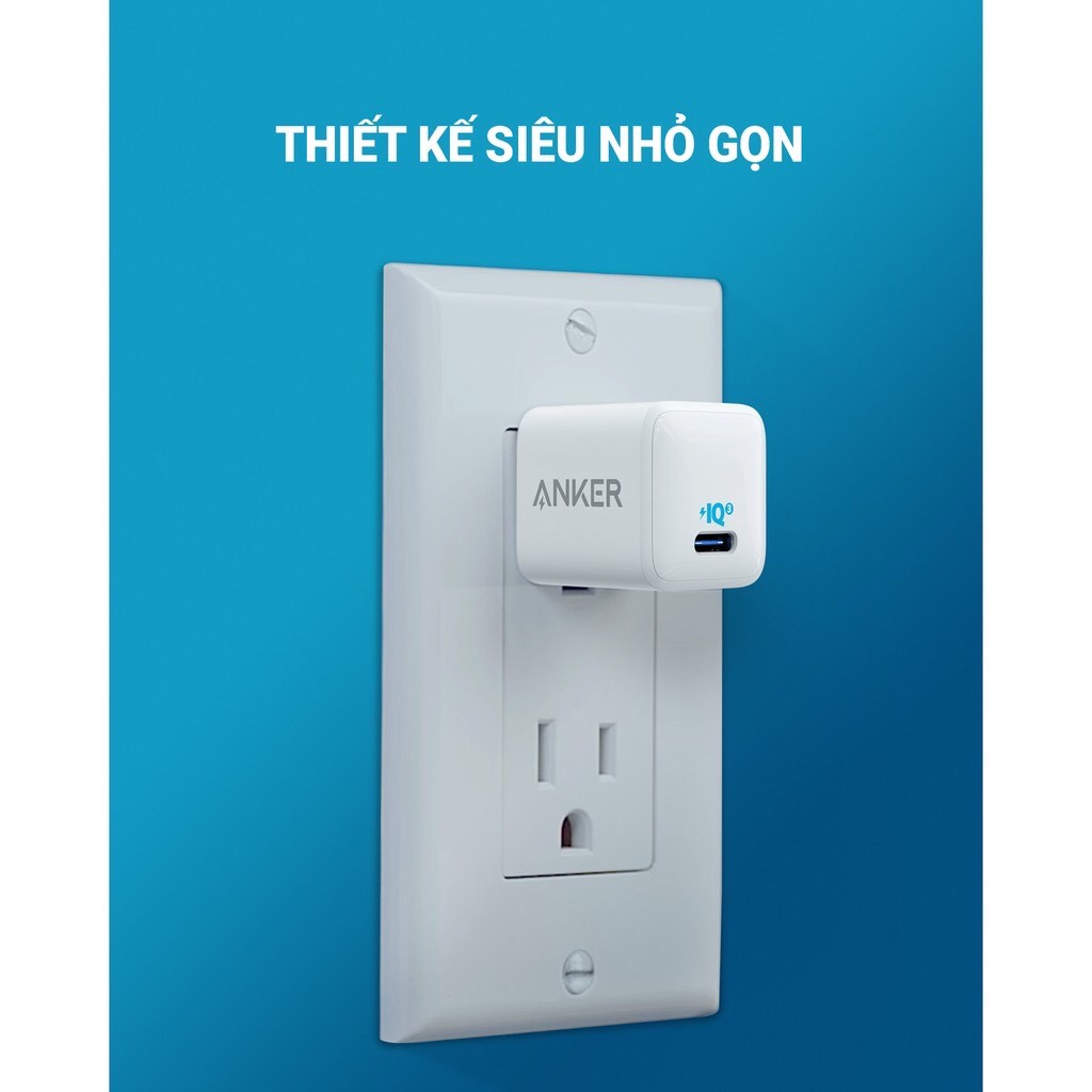 Cốc Sạc ANKER PowerPort III Nano 20W 1 cổng USB-C (Type-C) Công Nghệ PowerIQ 3.0 Tương Thích Tích Hợp Power Delivery - ANKER A2633