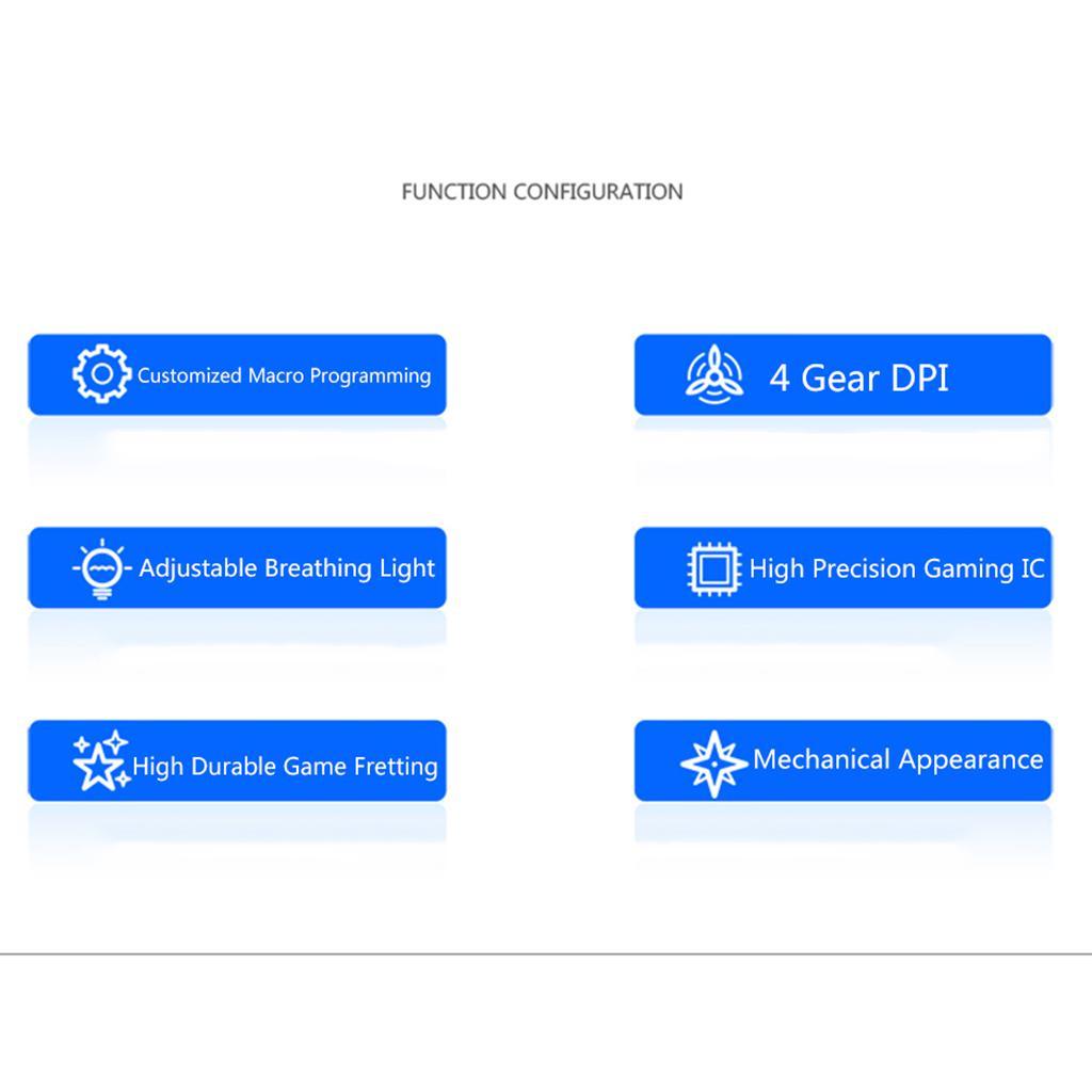 USB Gaming Mouse Backlit Optical 3200DPI for Windows  Laptop - Red