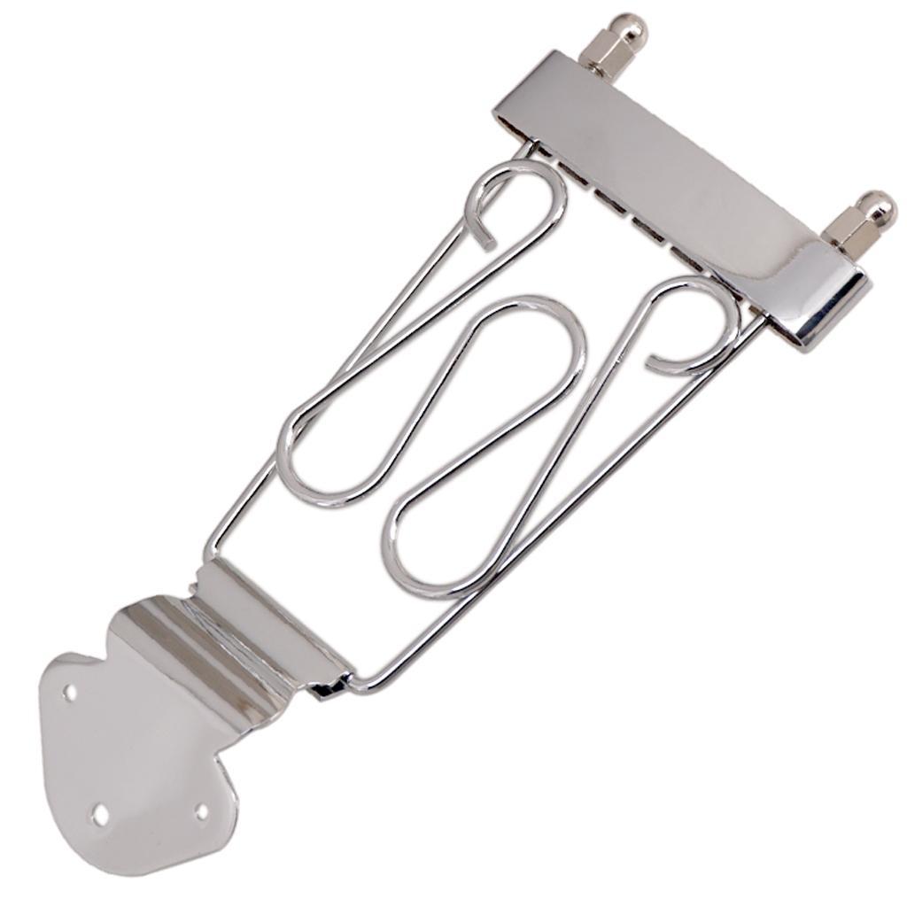 6 String Guitar Trapeze Tailpiece Bridge with Roller Saddle Bridge, Lock Posts and Wrench for Jazz Archtop Guitar
