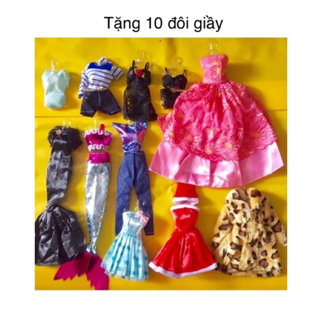 Quần áo búp bê - combo 10 kiểu ( tặng 10 đôi giầy )