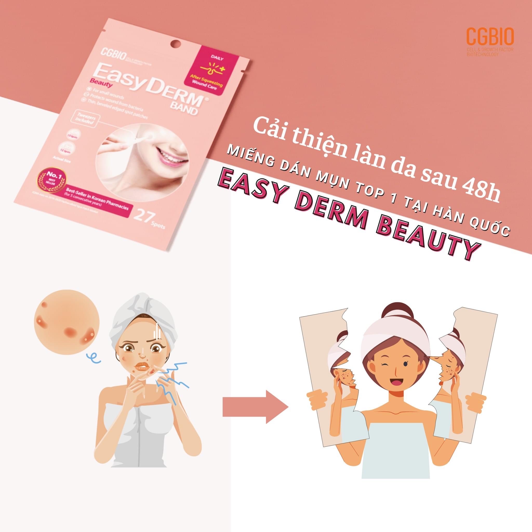 Miếng dán mụn giảm sưng viêm CGBIO EASYDERM BEAUTY (57 miếng) - Tặng kèm nhíp gắp tiện dụng