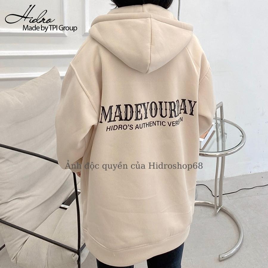Áo Khoác Hoodie Nỉ Bông Unisex Nam Nữ Khóa Zip In Chữ Form Rộng Ulzzang