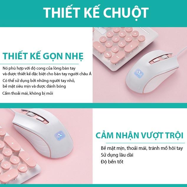 Bộ bàn phím chuột máy tính Coputa chuột bàn phím giả cơ có dây dễ thương nhiều màu sắc N518