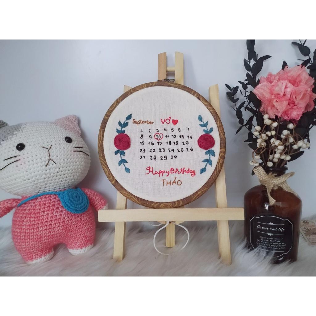 Sản phẩm Thành Phẩm Tranh Thêu Tay Kỷ Niệm Sinh Nhật Quà Tặng Happy Birthday - Bách hóa Na Na