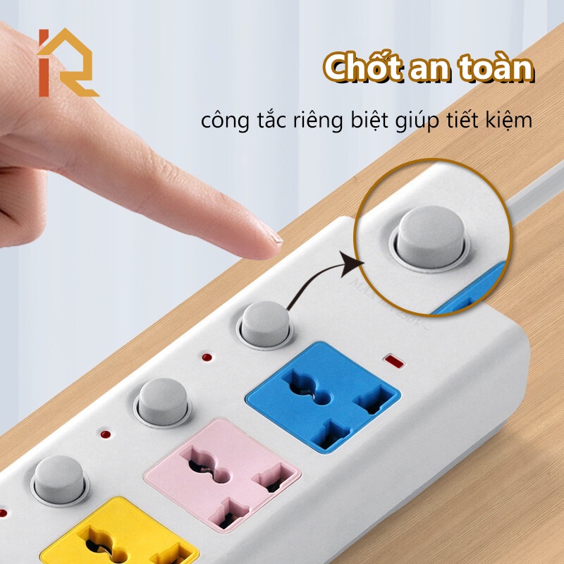 Phích cắm điện Ổ cắm điện Tiêu chuẩn phích cắm điện Ba mắt Phích cắm Trailer 7 cách 2 USB sạc Cáp 3 mét 5 mét Cáp dày 100%