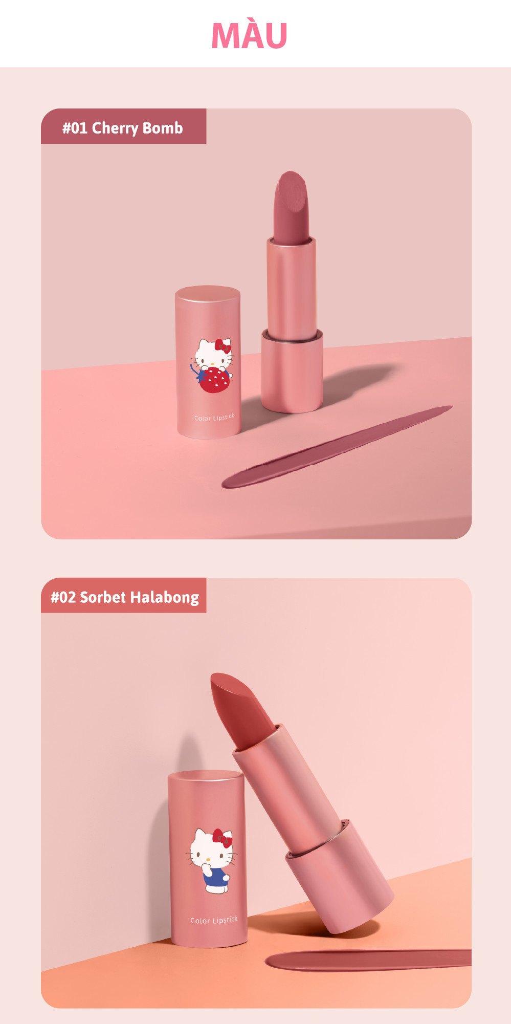 Son thỏi Hello Kitty Cathy Doll Color Lipstick 3.5g