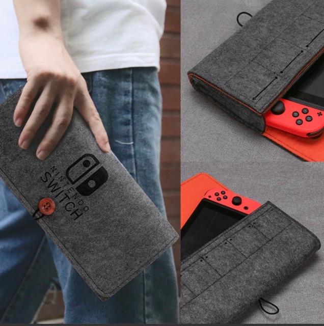 Túi đựng máy Nintendo Switch + 5 thẻ game. Thời trang, lót vải mềm. Nhỏ gọn.