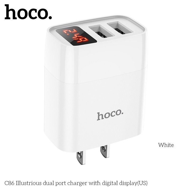 Cốc sạc nhanh Hoco C86 Max 2.4A 2 cổng USB - Hàng Chính Hãng