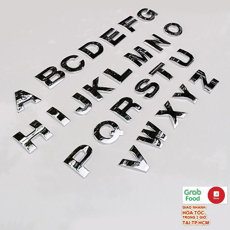 Chữ và số trang trí xe ô tô, chữ kim loại dán xe hơi, chữ 4.5cm, giá tính theo từng chữ, đầy đủ chữ cái và số