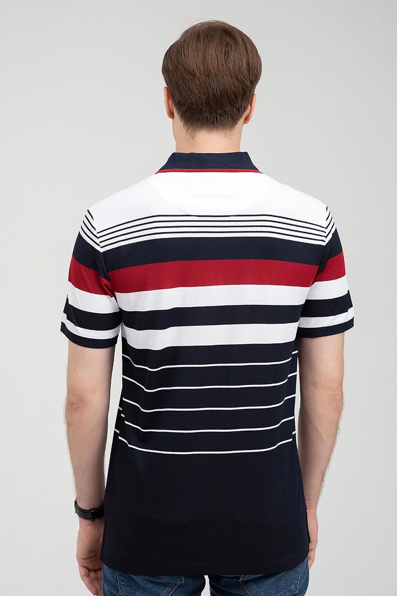 Áo thun nam cổ bẻ họa tiết kẻ sọc ngang KS22SS12P-SCHE - NAVY.GRE