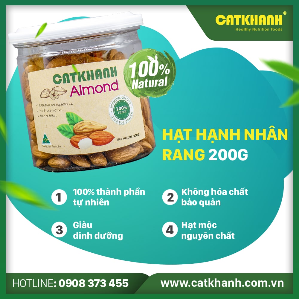 Hạnh nhân rang hũ 200gr Cát Khánh - Nhập khẩu Mỹ