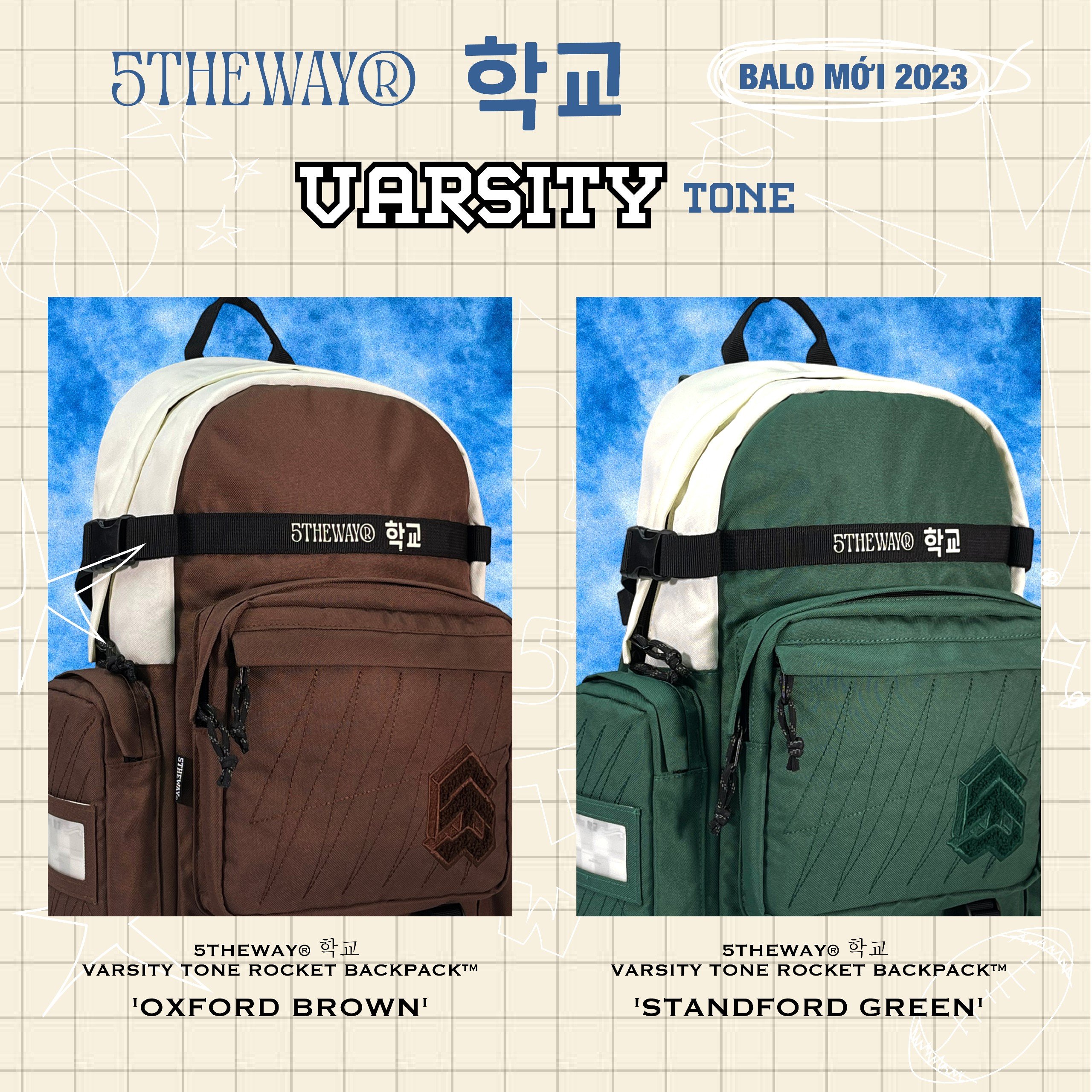 Balo 5THEWAY 학교 VARSITY TONE ROCKET BACKPACK