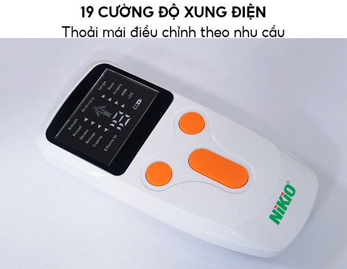 Máy massage xung điện pin sạc 8 miếng dán Nikio NK-101, 8 chế độ, 19 cường độ