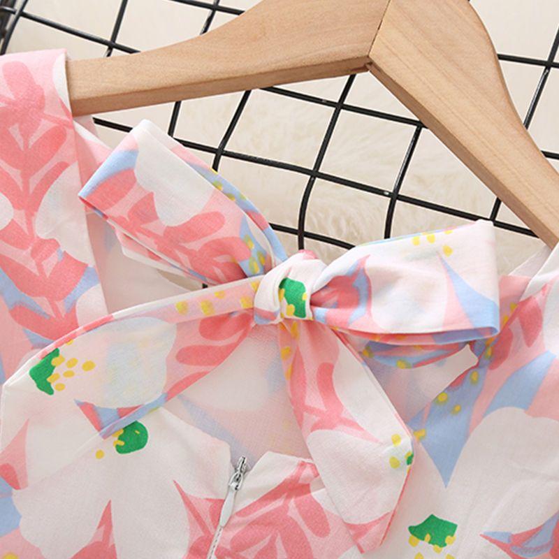 DONGSHOP HOT Cô gái hoa đầm mùa hè trẻ em nhất lưới màu hồng váy cô gái nhỏ công chúa váy túi