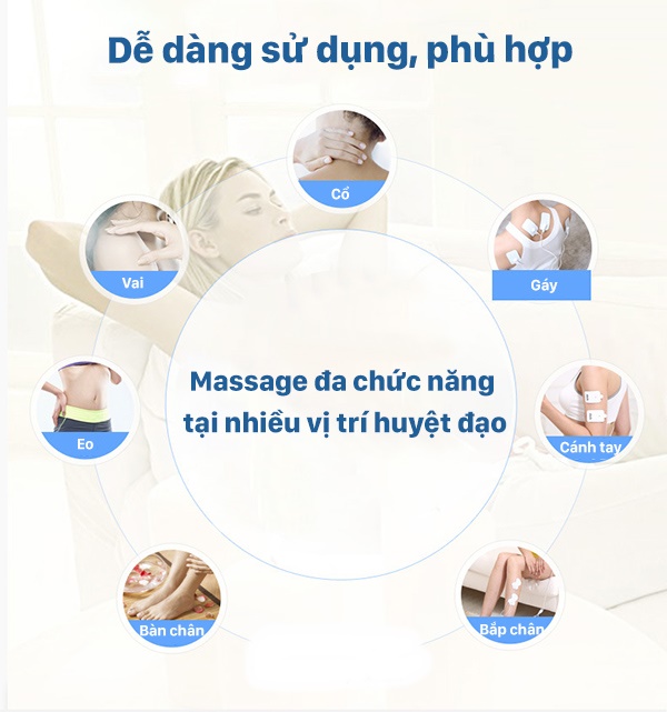 Máy massage xung điện trị liệu chạy bằng pin sạc,máy điện xung với công nghệ TENS