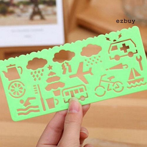 EY-4Pcs Cute Kids Graphics And Symbols Drawing Template Stencil Ruler Stationery